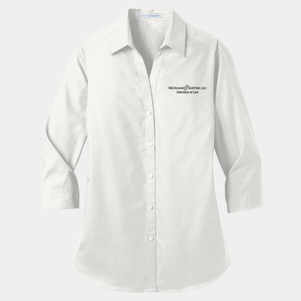 Ladies 3/4-Sleeve Carefree Poplin Shirt Thumbnail